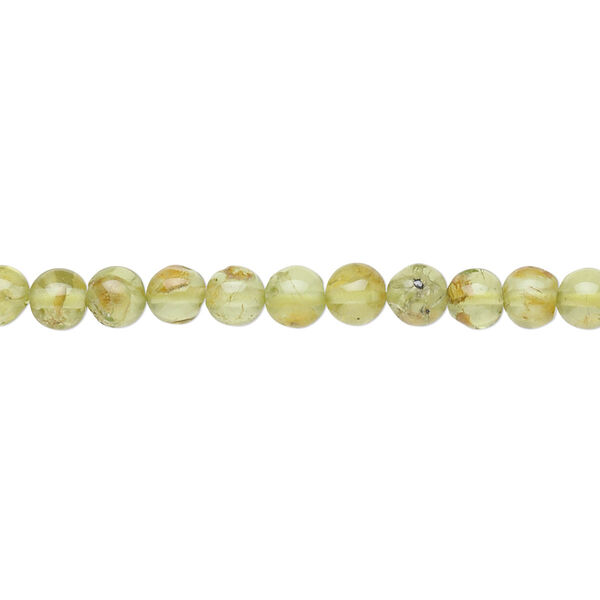 Peridot 1pkg1, hand-cut round bead natural 14 inch 4-5mm image number 0