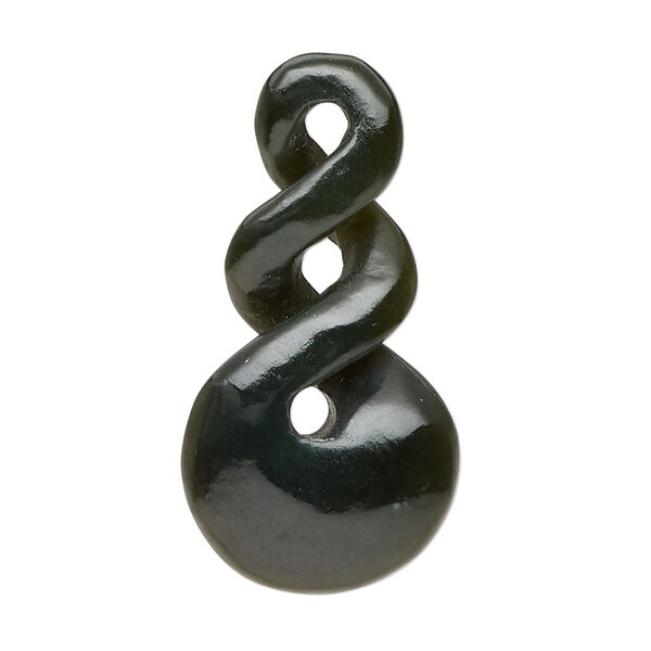 Nephrite jade 1pkg1, hand-cut double-sided infinity focal natural B grade, 36.5x19mm image number 0