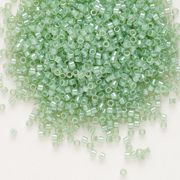 Seed bead, Delica®, glass, pkg/7.5g, #11 round, translucent glazed luster mint (DB-1483). image number 0