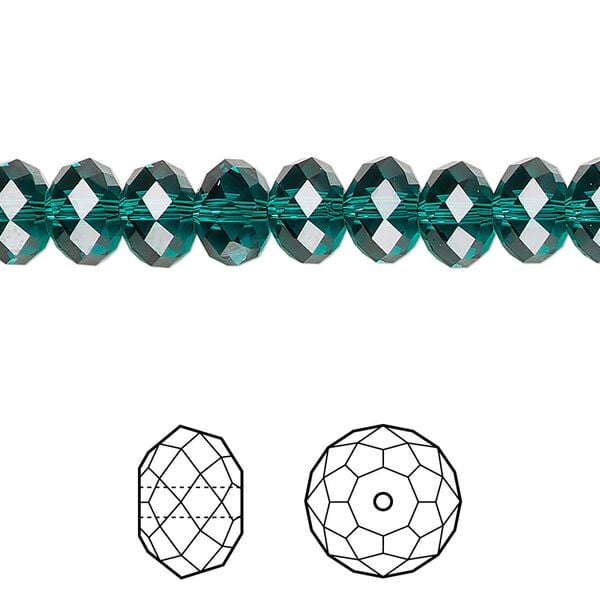 Bead 288pk emerald, Swarovski® 8x6mm rondelle 5040 image number 0