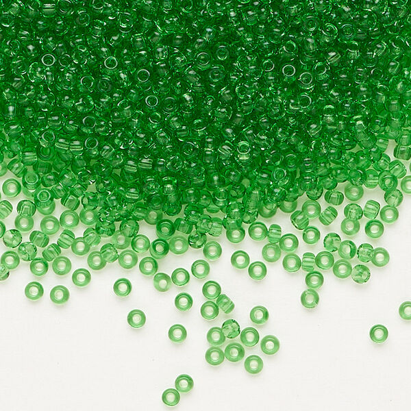 Seed bead, Preciosa Ornela Czech glass, pkg/50g, #11 rocaille, transparent light green, (50100). image number 0
