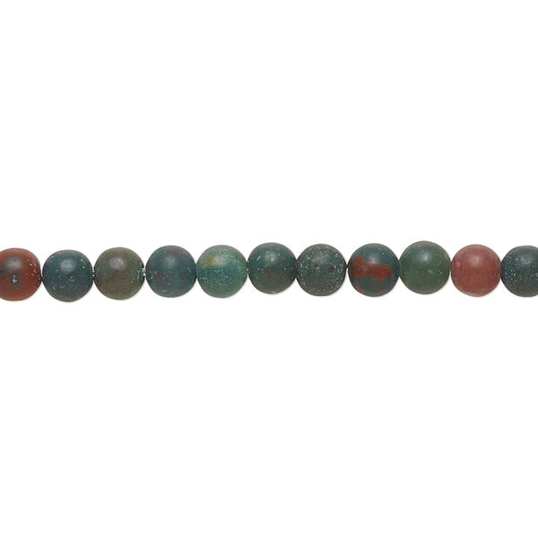 Bead, Indian bloodstone (natural), matte, 4mm round, B grade, Mohs hardness 6-1/2 to 7. Sold per 8-inch strand, approximately 45 beads. image number 0