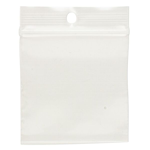 Bag, Tite-Lip™, plastic, clear, 2x2-inch top zip with top hole. Sold per pkg of 1,000. image number 1