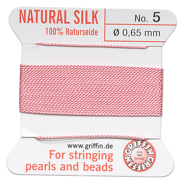 Thread, Griffin, silk, dark pink, size #5. Sold per 2-meter card (approximately 78 inches). image number 0
