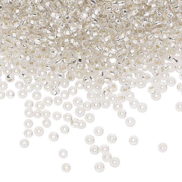 Seed bead, Preciosa Ornela Czech glass, pkg/50g, #11 rocaille, transparent silver-lined clear, (78102). image number 0