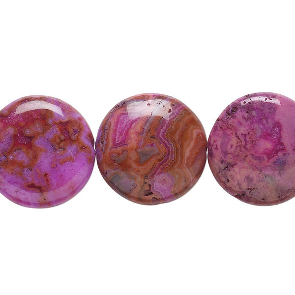 Crazy lace agate 1pkg1, puffed flat round bead B grade, 8 inch 18mm image number 0