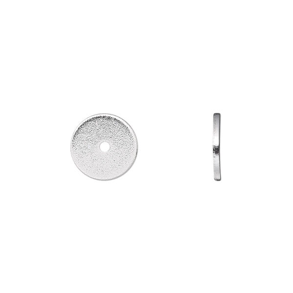 Bead, silver-finished steel, 10x1mm heishi. Sold per pkg of 100. image number 0