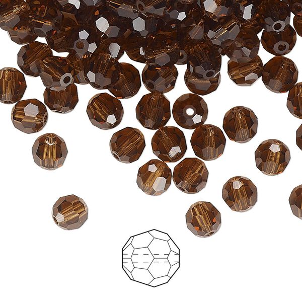 Bead 576pk smoked topaz, Preciosa Czech crystal 5mm round image number 0