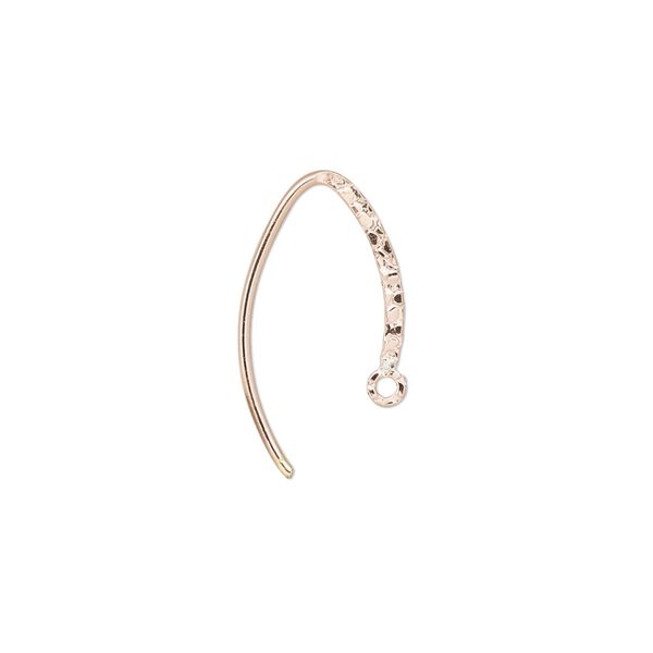 Ear wire 1pkg2 14Kt rose gold-filled, 16mm flat textured marquise / closed loop, 18 gauge 1 pair image number 0