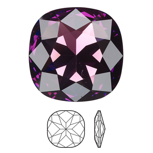 Fancy stone 24pk amethyst foil back, Swarovski® 27mm cushion 4487 image number 0
