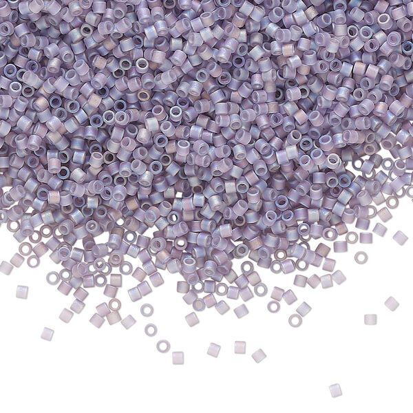 Seed bead, Delica®, glass, pkg/250g, #15 round, translucent matte rainbow light amethyst (DBS-0870). image number 0