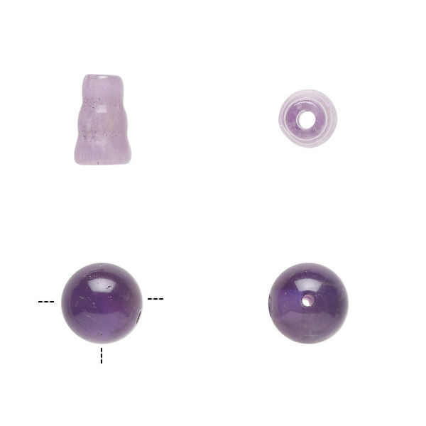 Amethyst 2pkg2, T-drilled round / cone natural 8mm / 8.5x6mm image number 0