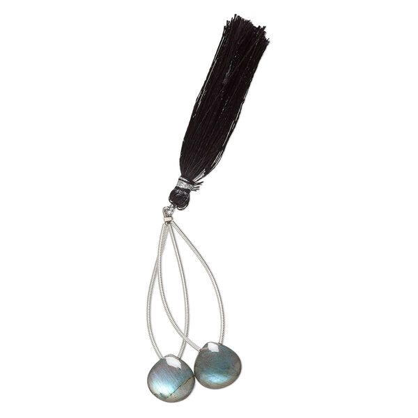 Labradorite 1pkg2, hand-cut top-drilled puffed teardrop bead natural 14x14mm image number 1