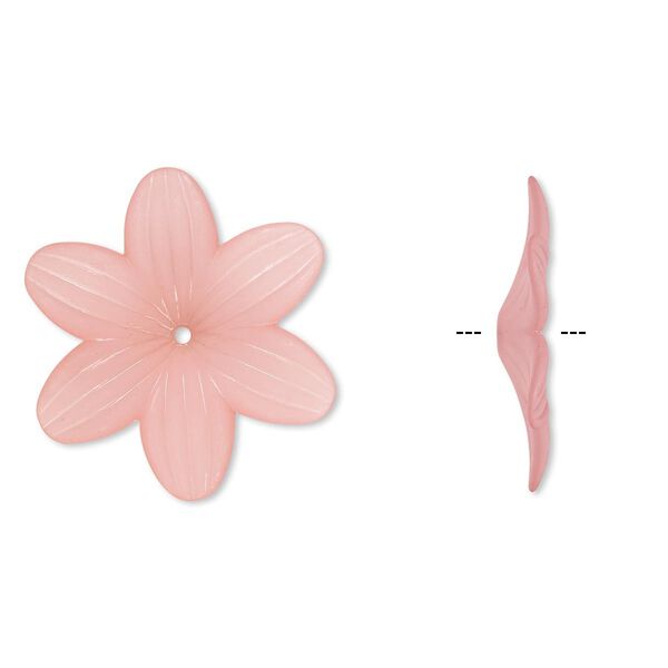 Component, acrylic, frosted pink, 48x7mm flower. Sold per pkg of 10. image number 0