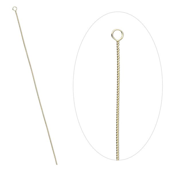 Needle, brass, 2-1/2 to 3-inch twisted, heavy. Sold per pkg of 10. image number 0