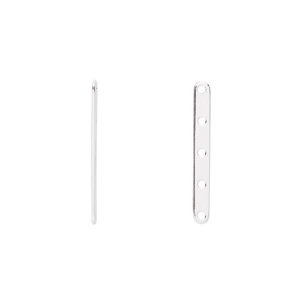 Spacer bar, sterling silver-filled, 21x2.5mm 5-strand, fits up to 4mm bead. Sold per pkg of 4. image number 0