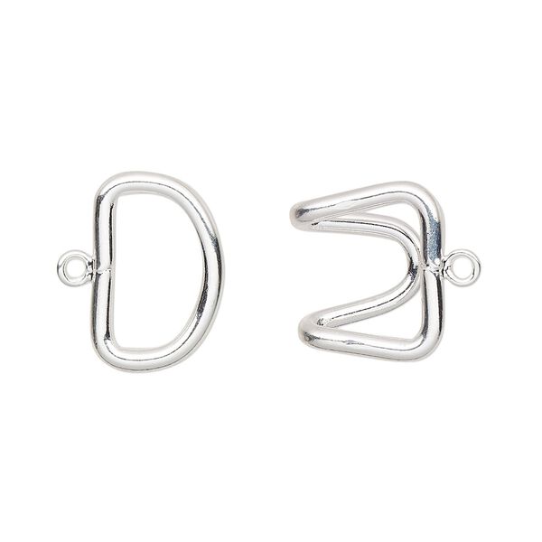 Clasp, hook, silver-plated brass, 23x15mm. Sold per pkg of 10. image number 0