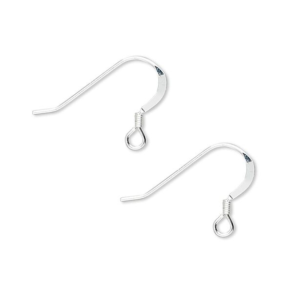 Ear wire fishhook 1pkg10 sterling silver, 14mm lightweight flat / 2mm coil / open loop, 22 gauge 5 pair image number 0