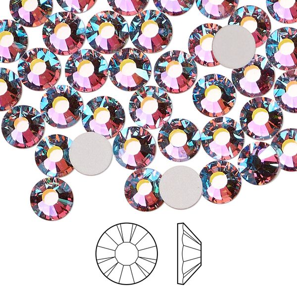 Flat back 288pk mesmera AB foil back, Preciosa MAXIMA Czech crystal rhinestone 6.3-6.5mm chaton rose round SS30 image number 0