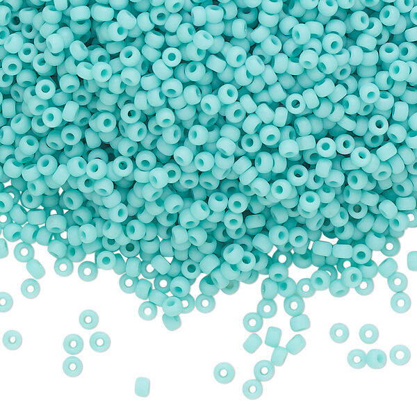 Seed bead, Miyuki, glass, pkg/250g, #11 rocaille, opaque matte sea opal, (RR-412L/F). image number 0