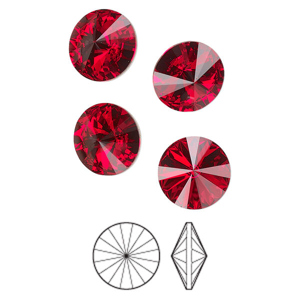 Chaton 8pk light Siam foil back, Preciosa MAXIMA Czech crystal rhinestone 10.54-10.91mm rivoli SS47 image number 0