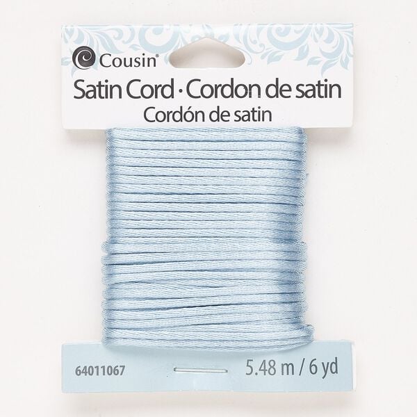 Cord, satin, slate blue, 2mm round. Sold per 6-yard pkg. image number 0