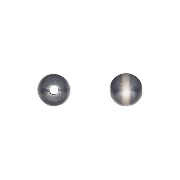 Bead, Navajo pearl style, brushed oxidized sterling silver, 8mm round. Sold individually. image number 0
