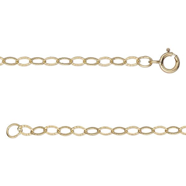 Chain, 14Kt gold-filled, 2.7mm oval starburst, 18 inches with springring clasp. Sold individually. image number 0