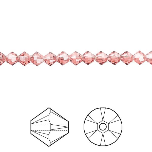 Bead 144pk rose peach, Crystal Passions® 4mm bicone 5328 image number 0