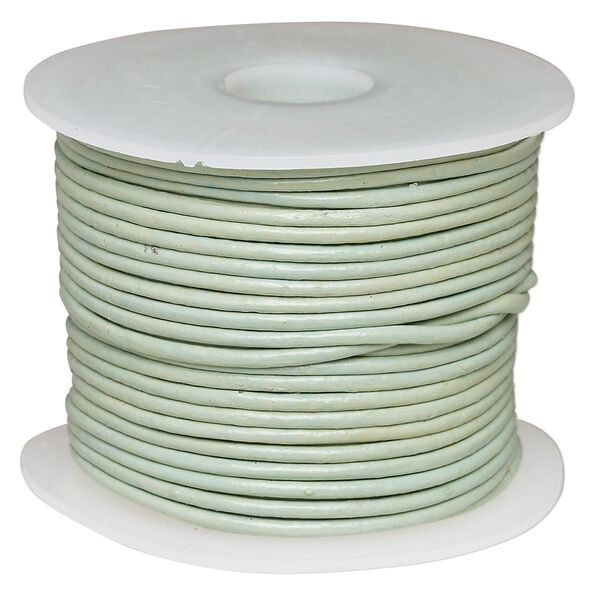 Cord, leather (dyed), sky blue, 1.4-1.6mm round. Sold per 25-yard spool. image number 0
