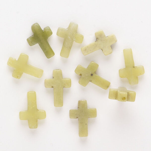 Olive new "jade" 1pkg10, cross bead natural C grade, 14x10mm image number 0