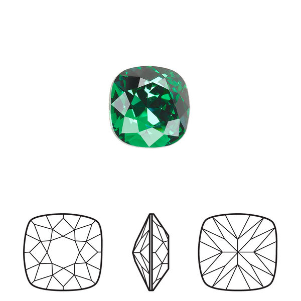 Fancy stone 72pk majestic green foil back, Swarovski® 12mm cushion 4470 image number 0
