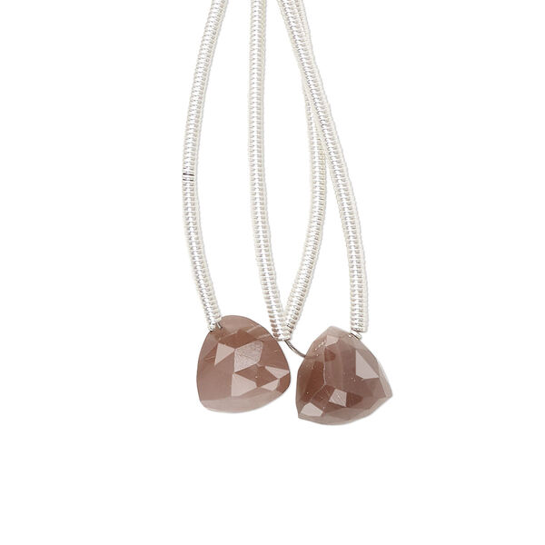 Coffee moonstone 1pkg2, hand-cut top-drilled faceted trillion bead natural 8x8mm image number 0