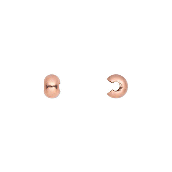 Crimp cover, copper-plated copper, 5mm round. Sold per pkg of 100. image number 0