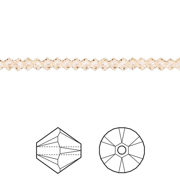 Bead 1440pk light peach, Swarovski® 3mm XILION bicone 5328 image number 0