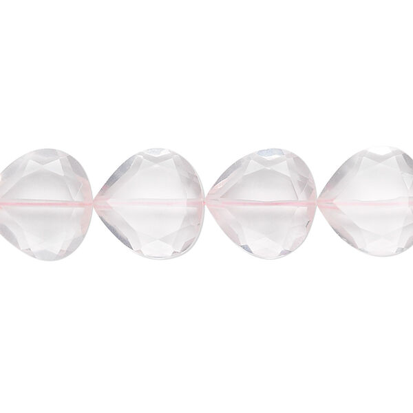 Rose quartz 1pkg10, hand-cut faceted teardrop bead natural 12mm image number 0