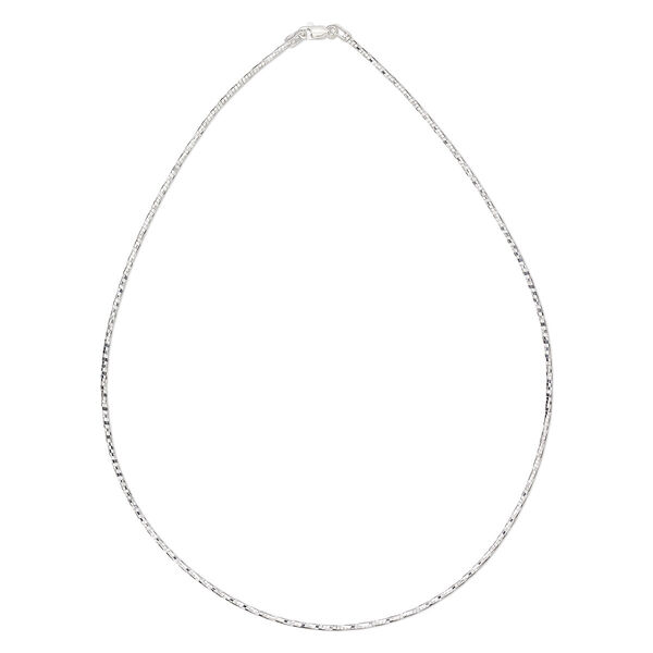 Chain, sterling silver, 1.4mm diamond-cut omega, 18 inches with lobster claw clasp. Sold individually. image number 0