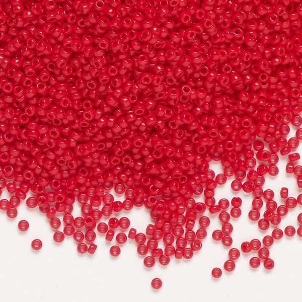 Seed bead, Miyuki, glass, pkg/35g, #15 rocaille, opaque red (RR-408). image number 0