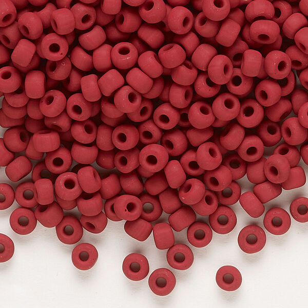 Seed bead, Dyna-Mites™, glass, opaque matte brick red, #6 round. Sold per 1/2 kilogram pkg. image number 0