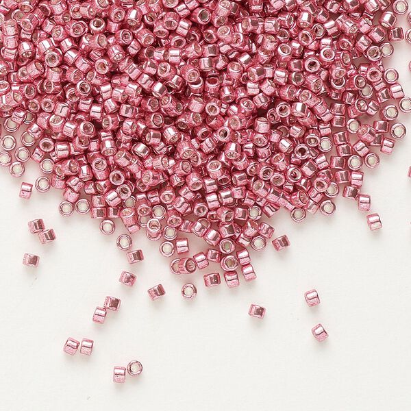 Seed bead, Delica®, glass, pkg/250g, #11 round, opaque galvanized pink (DB-0420). image number 0