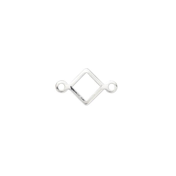 Link, silver-plated brass, 9mm open diamond. Sold per pkg of 100. image number 0