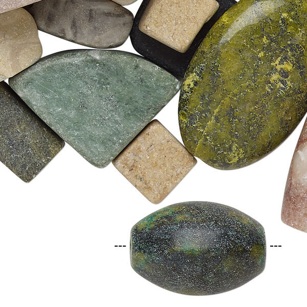 Bead mix, multi-gemstone (natural), 7x5mm-40mm mixed shape, Mohs hardness 3 to 7. Sold per 1-pound pkg, approximately 140-160 beads. image number 0