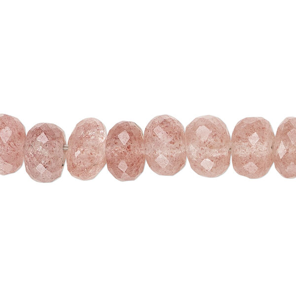 Strawberry quartz 1pkg1, hand-cut faceted rondelle bead natural 14 inch 9x5mm-10x6mm image number 0