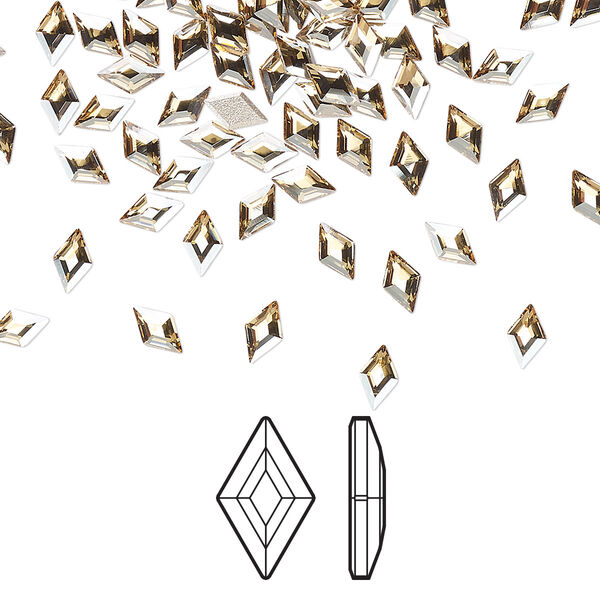 Flat back 24pk crystal golden shadow foil back, Crystal Passions® 5x3mm diamond 2773 image number 0