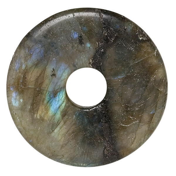 Labradorite 1pkg1, donut focal natural C grade, 40mm image number 0