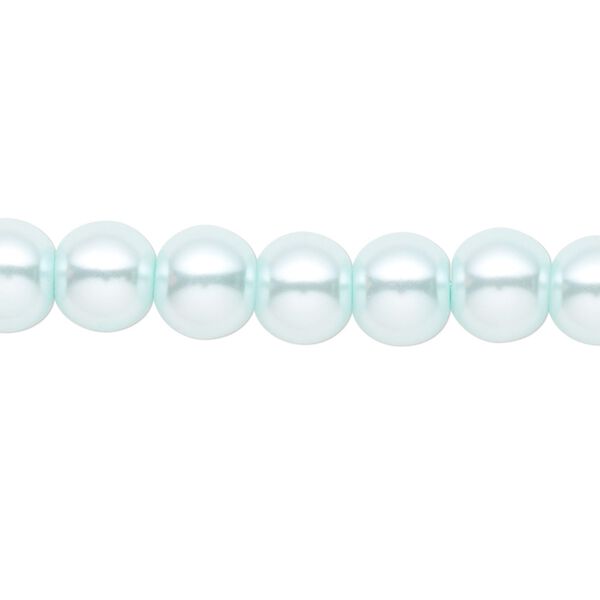 Bead, crystal pearl, light blue, 8mm round. Sold per pkg of (2) 15-1/2" to 16" strands, approximately 100 beads. image number 0