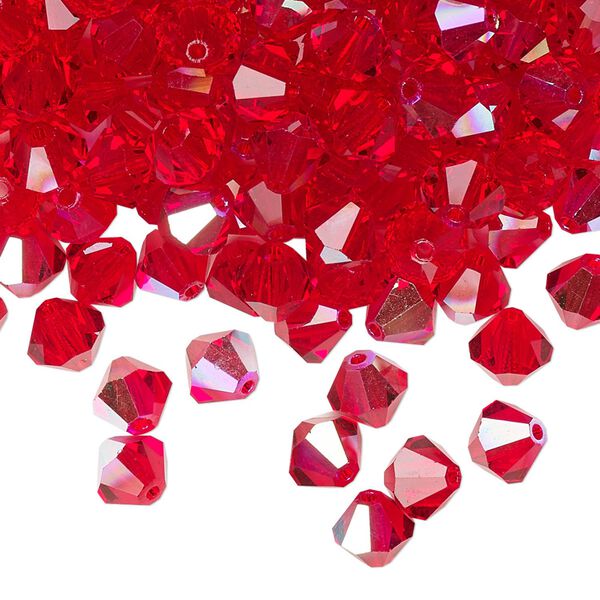 Bead 144pk light Siam AB, Preciosa Czech crystal 6mm bicone image number 0