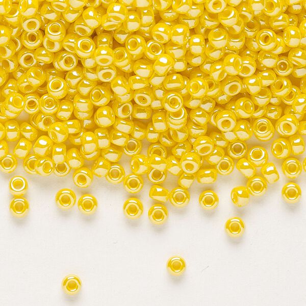 Seed bead, Miyuki, glass, pkg/50g, #8 rocaille, opaque luster canary, (RR-422D). image number 0
