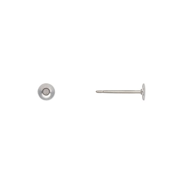 Earstud 1pkg100 titanium, 4mm flat pad, 21 gauge stainless steel 50 pair image number 0
