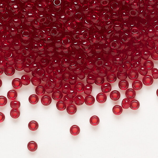 Seed bead, Preciosa Ornela Czech glass, pkg/50g, #8 rocaille, transparent ruby, (90090). image number 0